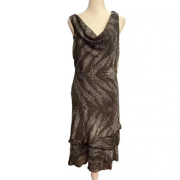 Componix Women’s Sleeveless Cowl Neck Shift Dress Size 10 Black White Cocktail - Picture 2 of 12